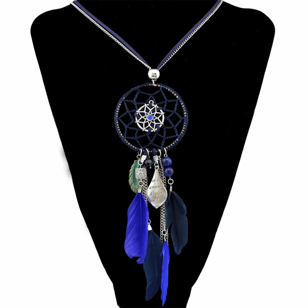 Ethnic Handmade Rope Bohemian Gypsy Necklaces Leather Chain Resin