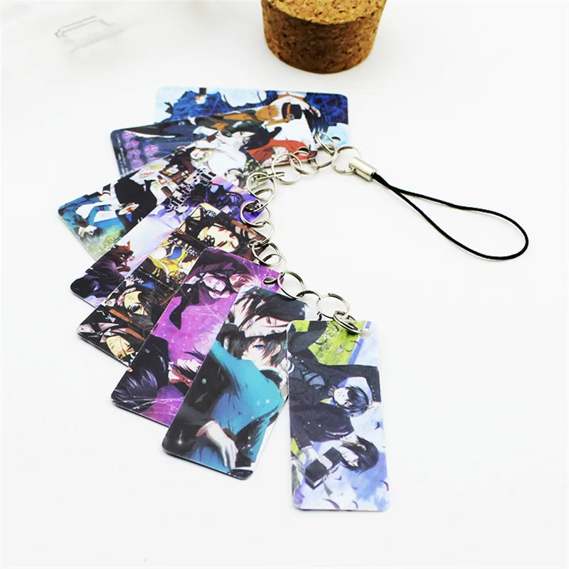 

Cartoon Anime Black Butler Photo Pvc Card String Keychain 8 pcs Cards/string Women Bag Accessories Chaveiro Llaveros B203