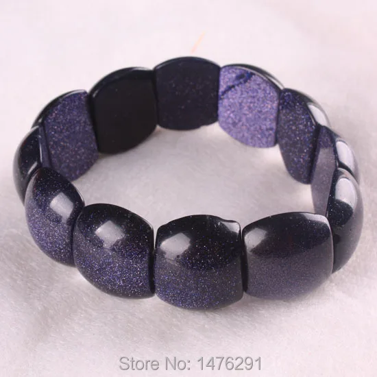 

New Charm Blue Goldstone Beads Stretch Bracelet Bangle 8"L