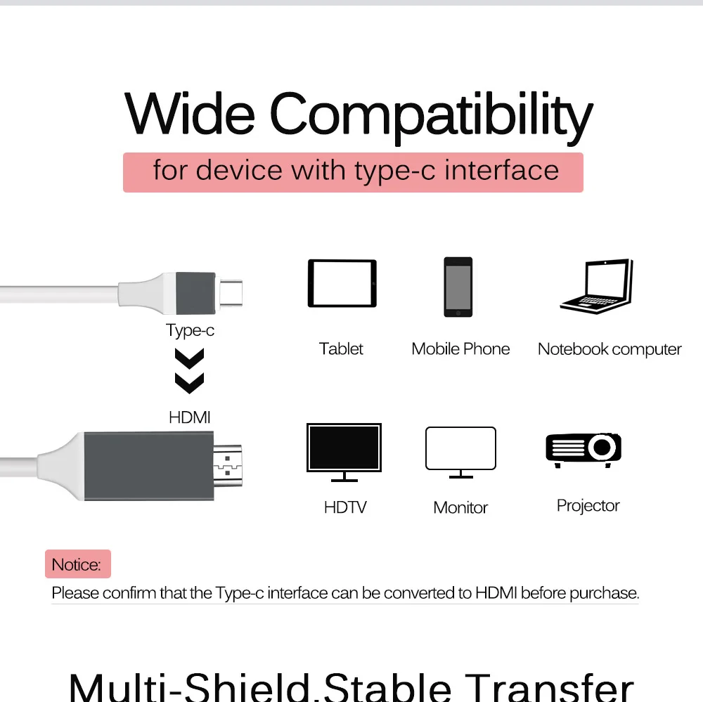USB C 4K HDMI кабель type C к HDMI Thunderbolt 3 для MacBook samsung Galaxy S10/S9 huawei mate 20 P20 P30 Pro USB-C HDMI адаптер
