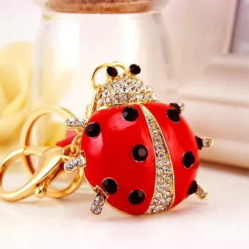 

free shipping 30pcs/lot rhinestone ladybug keychain purse hanger bridal showers favors and gifts, Valentine's Day girl gifts