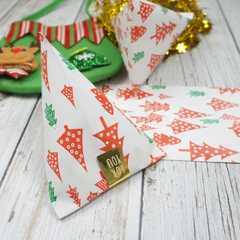 

50pcs Red tree forest paper candy favor Bag Christmas Party Sweet Cookie Chocolate gift Packaging good quality