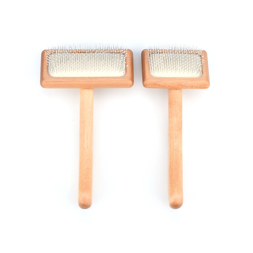 

Professional Wood Cats Slicker Brush with Coated Tips, Pet Grooming and Deshedding Tools Combs for Long Short Hair Dogs