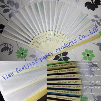 

free Customized Printing Personalized Wedding Favors and Gifts For Guest Silk Fan Cloth Wedding Decoration Hand Folding Fans