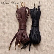 SENTCHARM Вощеная Плоская Металлическая голова шнурки Cu обуви лидер Водонепроницаемые Шнурки для повседневной обуви 70 см 160 см LT062
