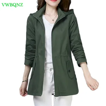 

Spring Jacket Women New arrival hooded cotton coat fashion female coat Caramel lady outerwear loose plus size Leisure jacket 848