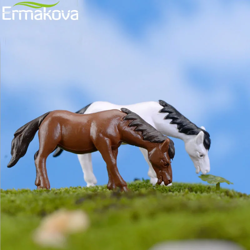 ERMAKOVA Смола мини лошадь миниатюрная фигурка животных Лошадь ремесло пейзаж Фея