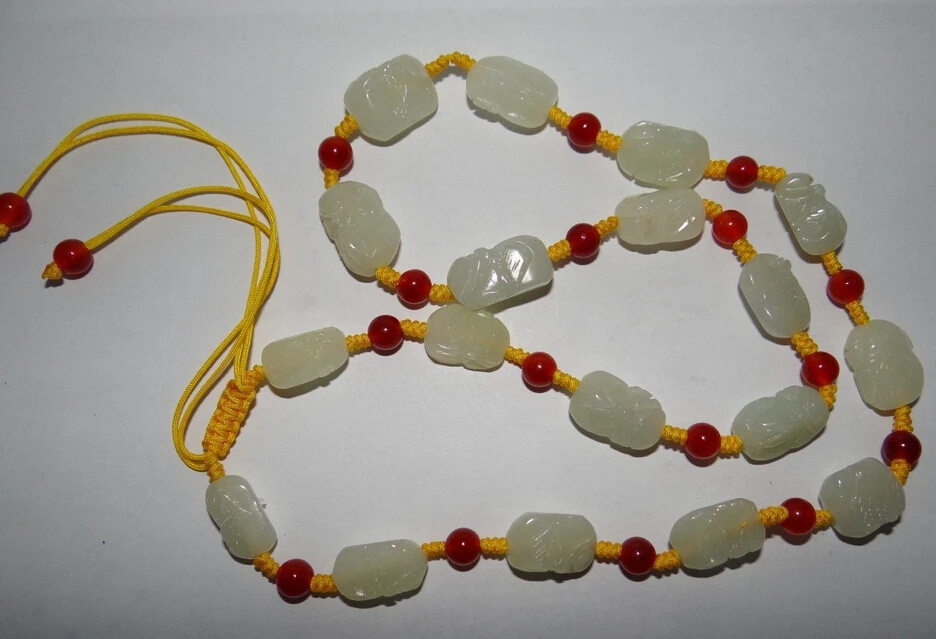 

FREE SHIPPING>>>@ new1500 China Nature Nephrite Hetian Jade White 18 Arhat Buddha Necklace Pendants