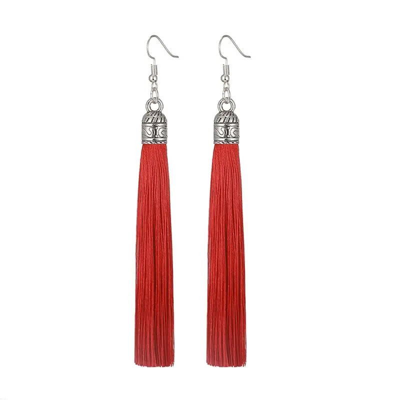 LOVBEAFAS Brand Tassel Earrings Women Fashion Jewelry Bohemian Drop Dangle Long Earrings Silk Fabric Ethnic Vintage Earrings - Image 3