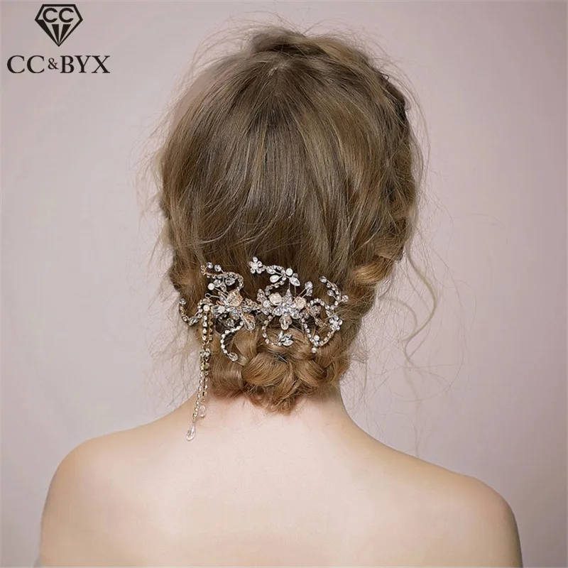 CC диадемы Короны Hairbands Cryatal жемчужные роскошные свадебные аксессуары для волос для женщин партии невесты белое золото-цвет ювелирные изделия HG154