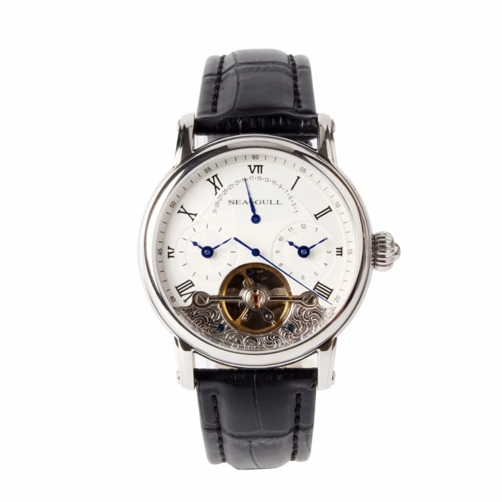 

Seagull Dual Time Zone Business Men Watch Engraved Skeleton Retrograde Date Self Wind Automatic Mechanical Men's Watch 819.380