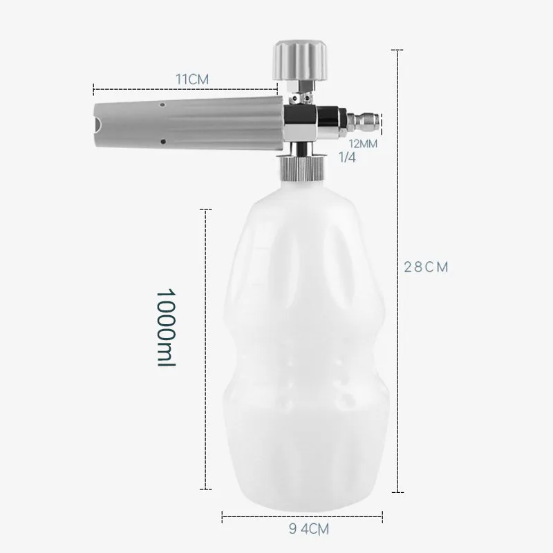 OPQR Регулируемая пенная пушка 1 литровая бутылка пенная насадка с 1/" быстрым разъемом пенный бластер для пистолета для мойки под давлением