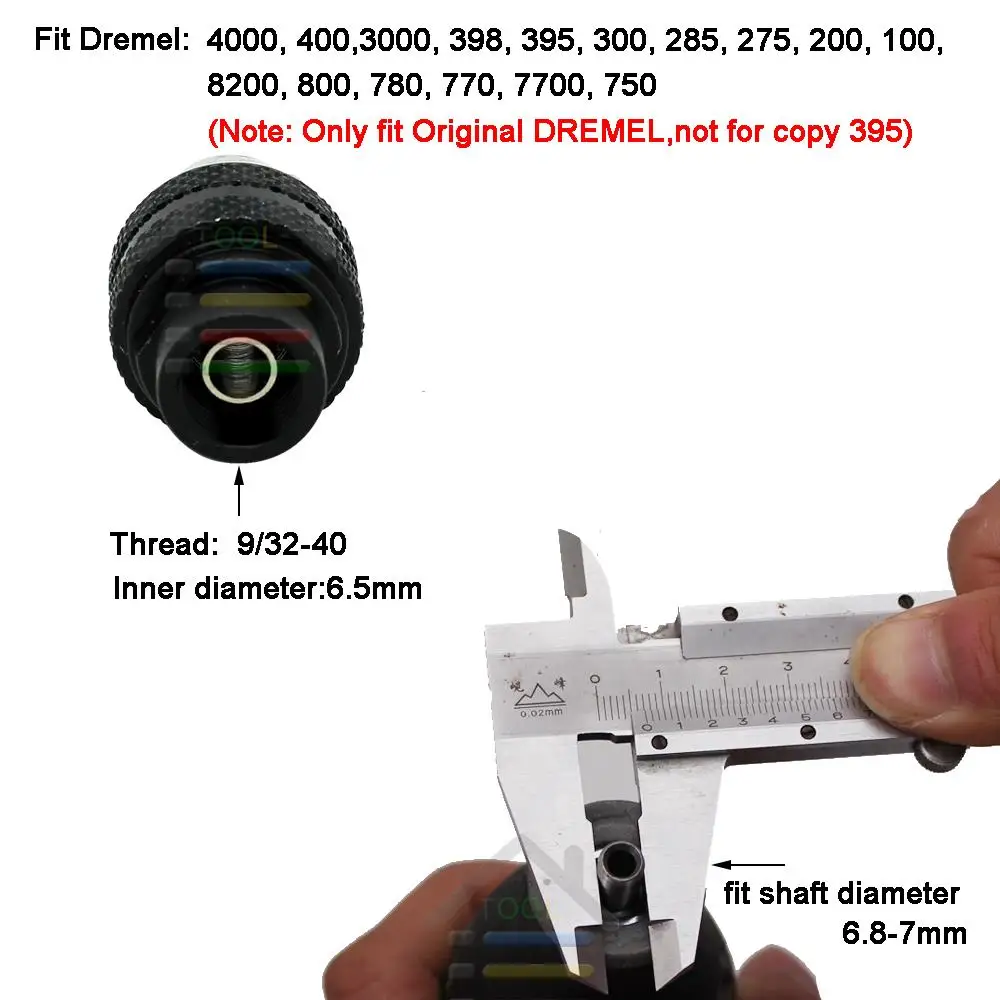 0,5-3,2 мм Мульти Быстрозажимной патрон 9/3"-40 для оригинальных Dremel 4000 3000 вращающихся инструментов шлифовальный станок