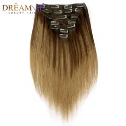 Dreaming Queen Hair b2/8 фортепиано цвет клип в прямые волосы для наращивания 100% бразильский парик сделал Remy человеческие волосы 7 шт./компл