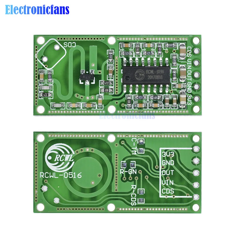 

2Pcs RCWL-0516 RCWL 0516 Microwave Radar Sensor Human Sensor Body Sensor Module Induction Switch Module Output 3.3V