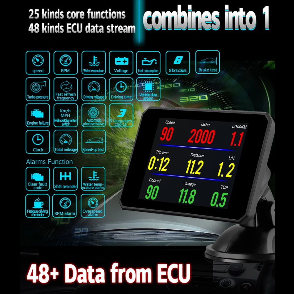 OBDSPACE P16 Диагностика HUD Дисплей на доске компьютера автомобиля ...