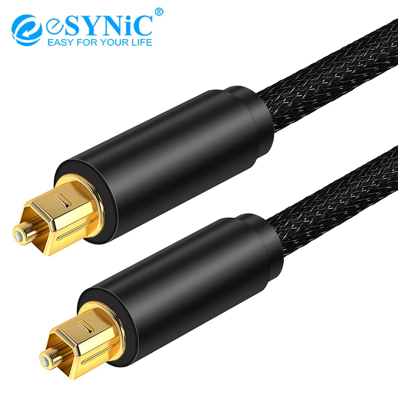 ESYNiC оптический Toslink цифровой аудио кабель позолоченный 1 8 м для усилителей Blu-Ray