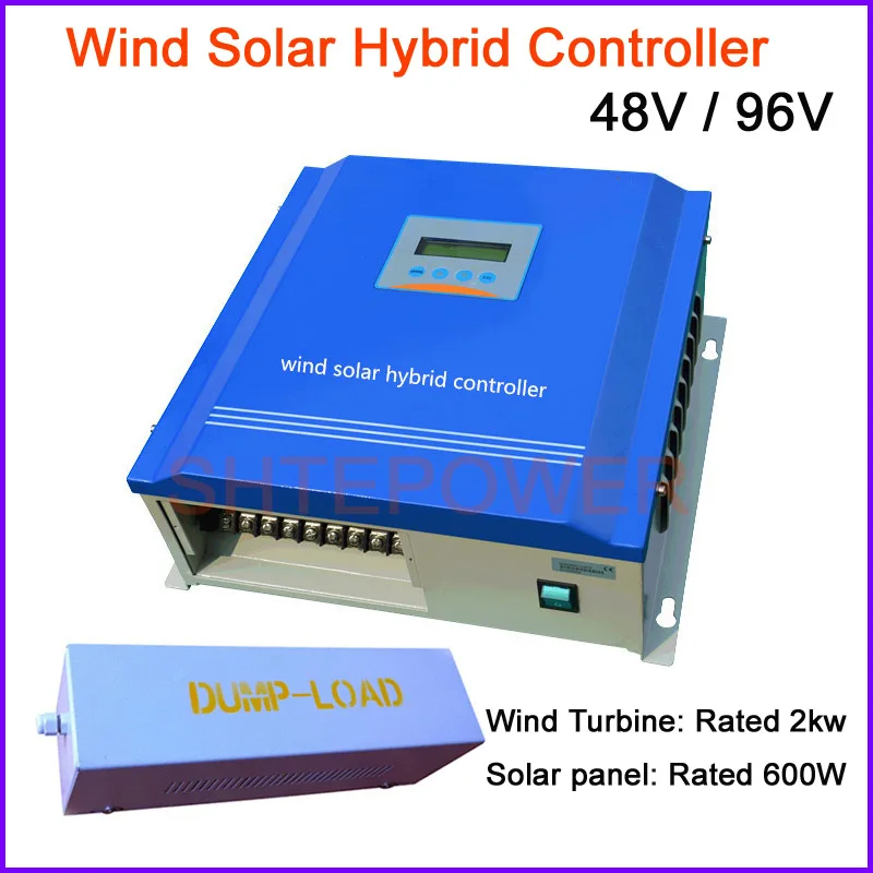 

2KW Rated Voltage 48V 96V Wind Turbines system PWM hybrid controller for Solar panels rated 600W LCD display New Arrival