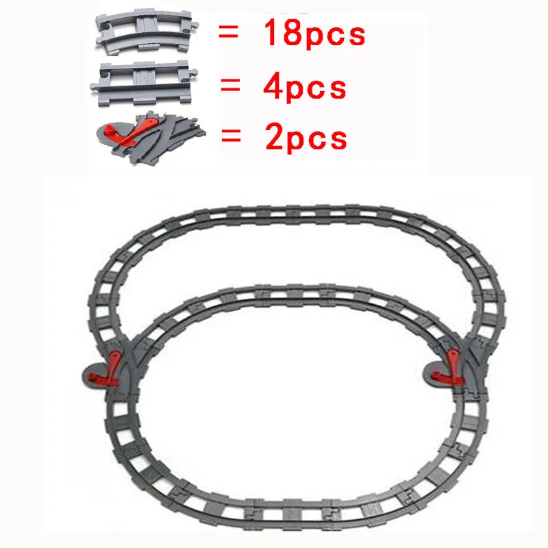 Поезд трек кирпич изогнутый кроссовер переключатель аксессуар для трека строительный блок трек DIY игрушки подарок совместим с Duplo - Цвет: track suite 2