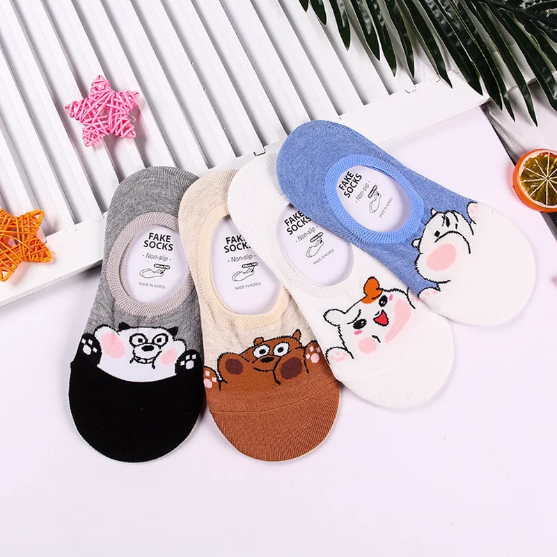 

Anime We Bare Bears print socks Grizzly Panda IceBear Hamtaro cute fun sweet cartoon women cotton sock spring summer Invisible