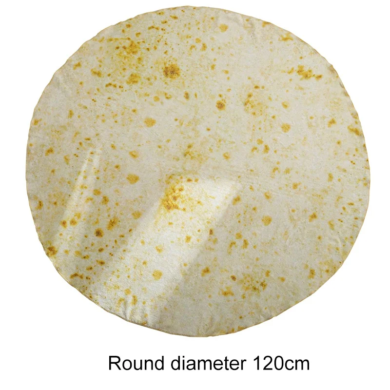 Round120x120cm Покрывало для взрослых из мягкого флиса с рисунком тортилья, очень мягкое покрывало с рисунком буррито, с текстурой тортилии, с камнями, гобелен - Цвет: Round120x120cm