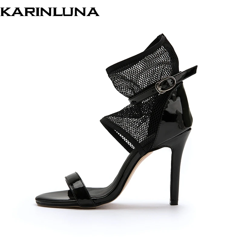 

KarinLuna Brand New large size 32-46 patent pu leather women's High heels women shoes woman party Sexy summer evening sandals