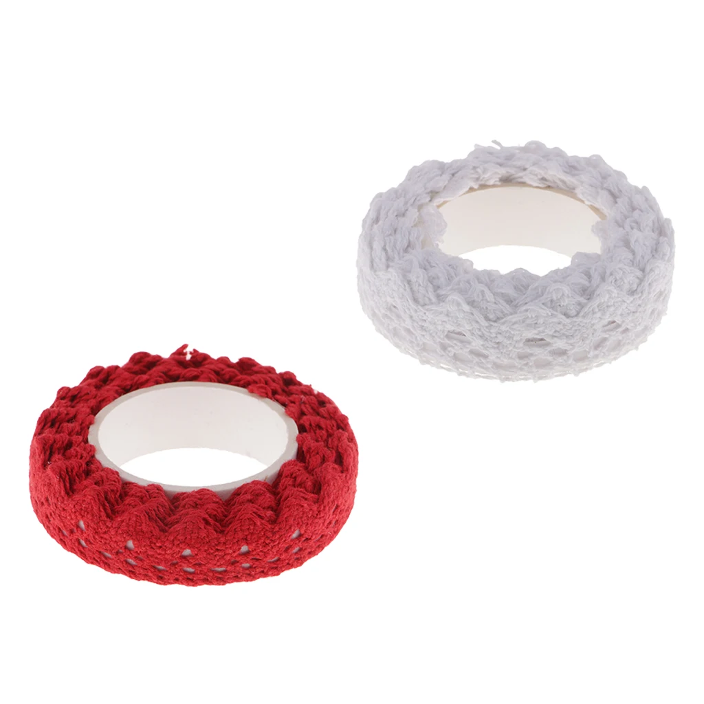 2 Yards Cotton Lace Washi Tape Self Adhesive Sticker for DIY Diary Scrapbook Album Card Making Decoration 15mm Wide