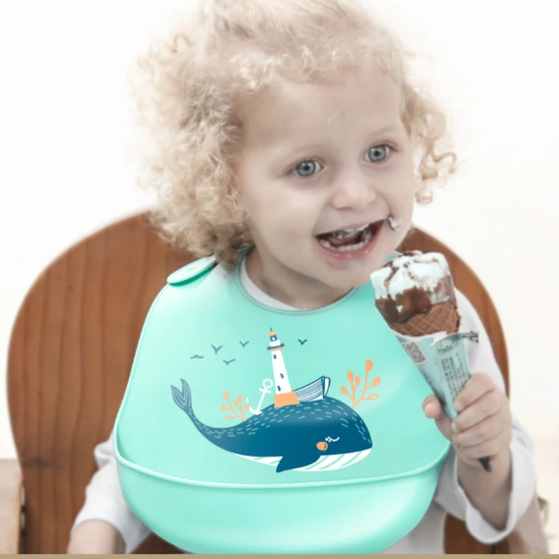 

12 Colors New Design Baby Bibs Waterproof Silicone Feeding Baby Saliva Towel Newborn Cartoon Waterproof Aprons Baby Bibs