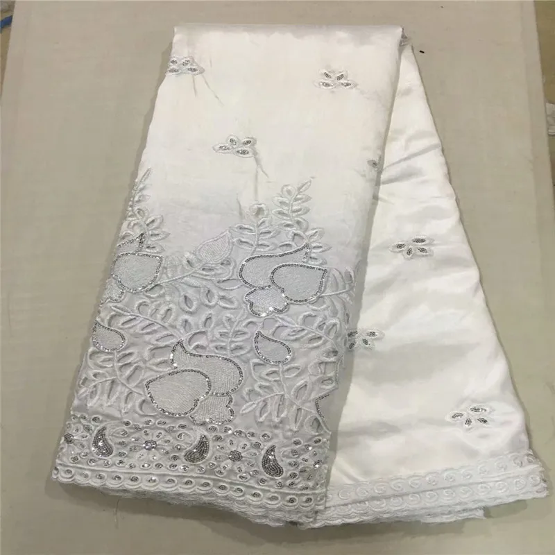 

George fabric white&sliver indian george wrappers african Sequins george lace fabric 5yards/lot for sewing party dress Y94-2