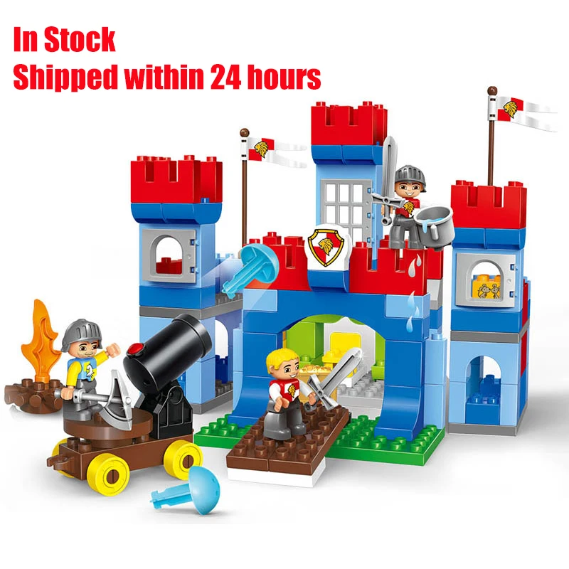 

138pcs Big Blocks Castle Large Particles War Building Blocks Compatible Duploe Bricks Educational For Kid Baby City Toys Gifts