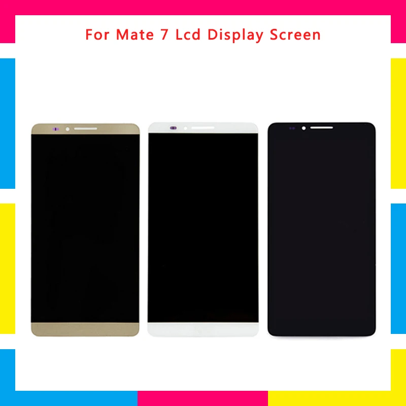 

5Pcs/lot LCD Display Screen With Touch Screen Digitizer Assembly For Huawei Mate 7 Mate7 Black White Gold DHL