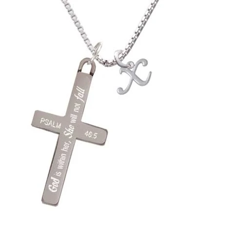 Mini Gelato Script Initial - X - - She will not Fall - Cross Necklace (1)