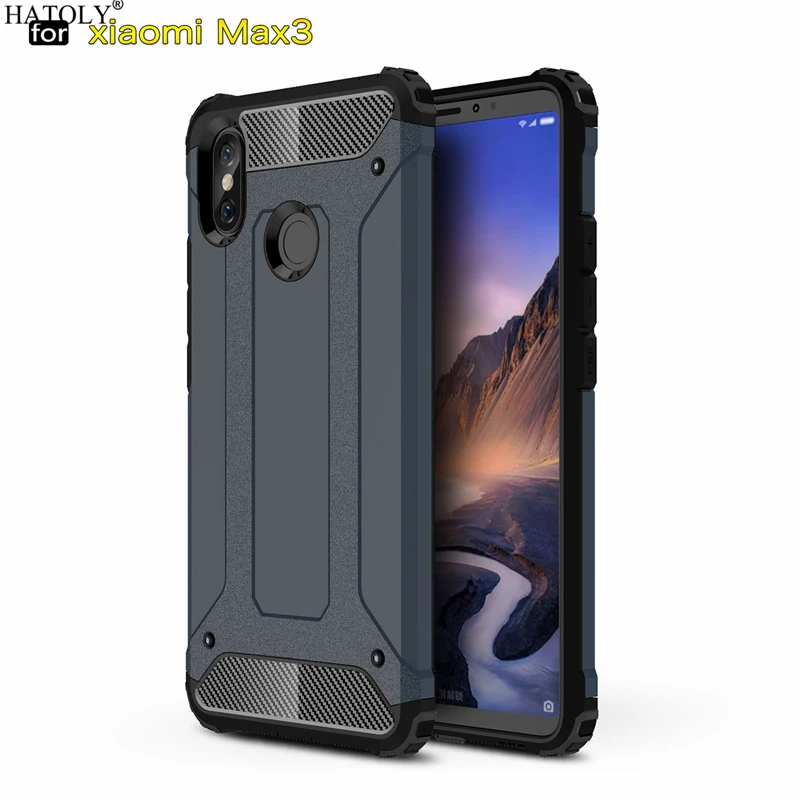 Чехол для Xiaomi Mi Max 3 тяжелая Броня тонкий жесткий резиновый ЖЕСТКИЙ чехол