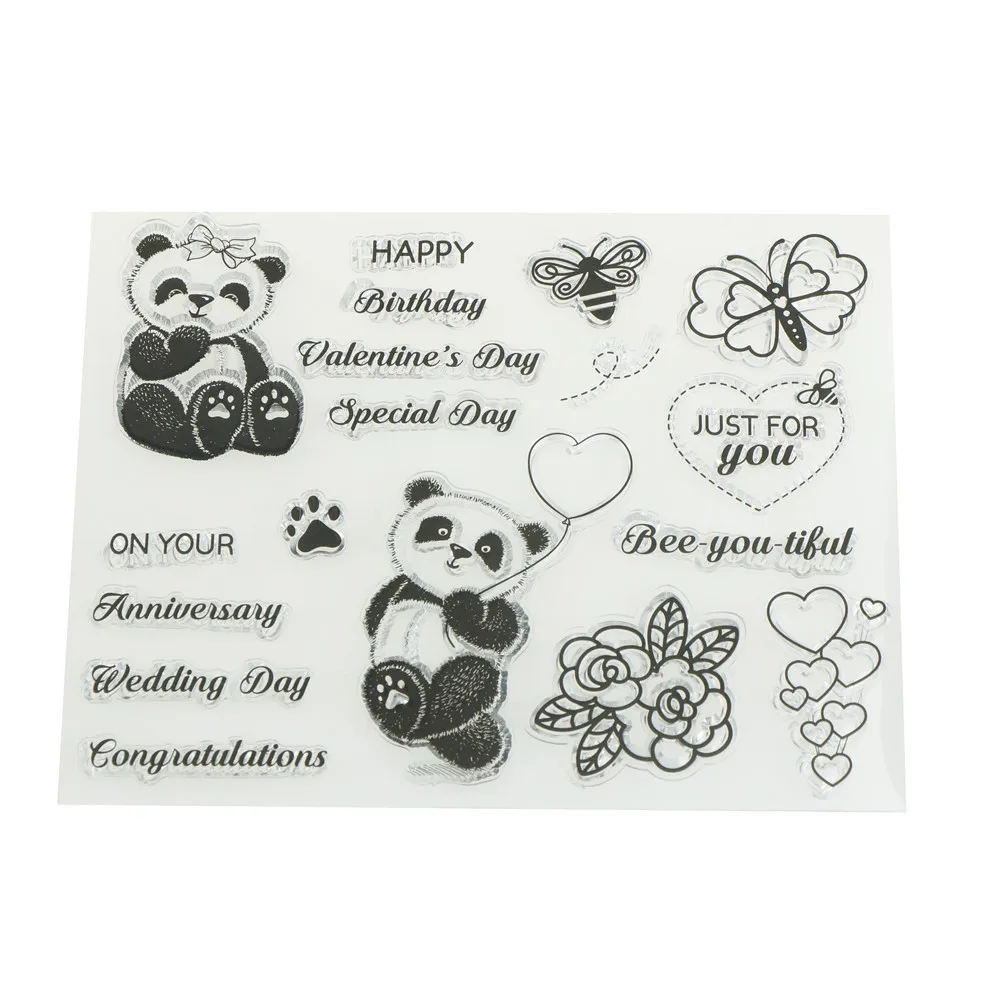 1PC panda Transparent Clear Silicone Stamps for DIY Scrapbooking Card Making photo album Decorative Hot