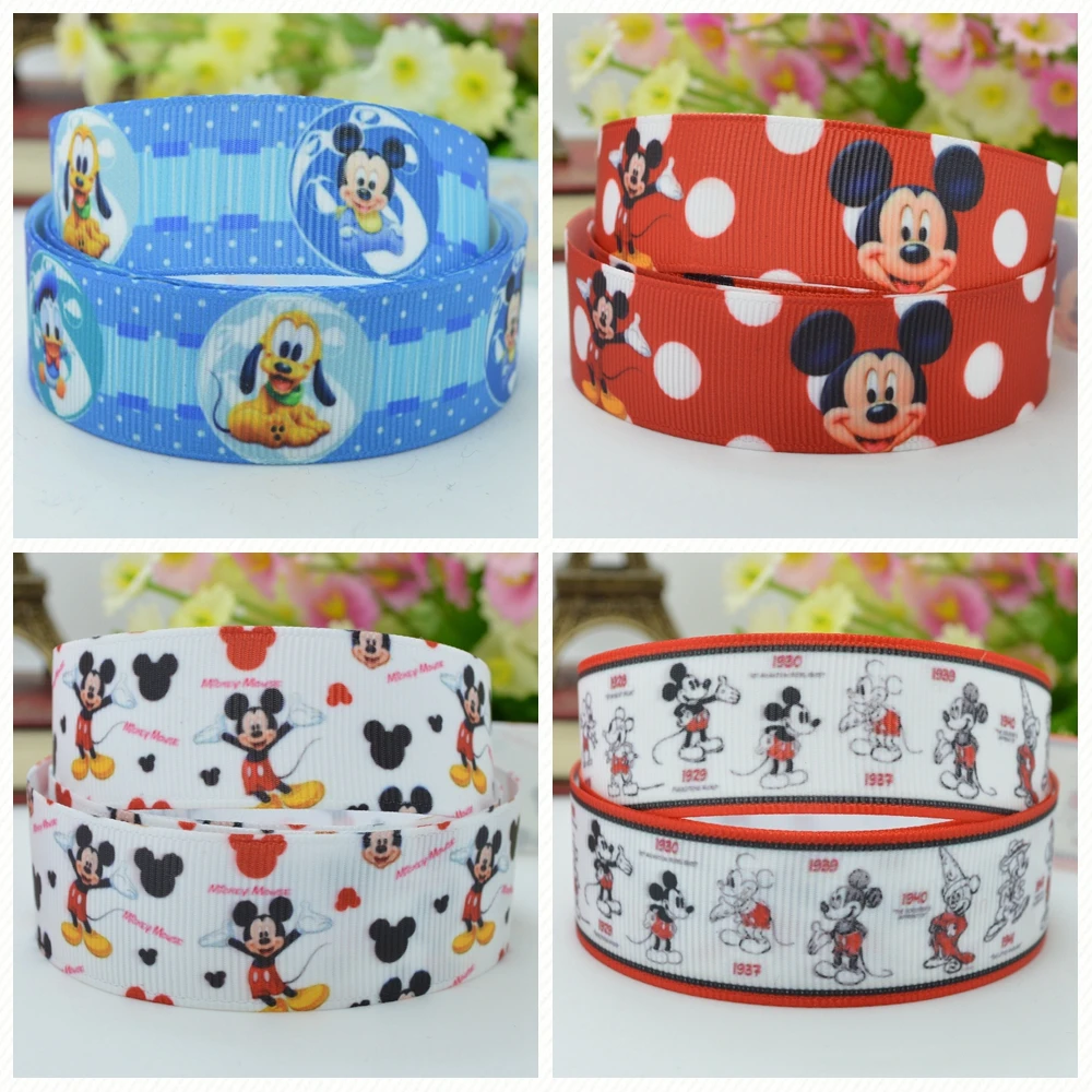 DUWES 7/8 &quot22 мм 2 5 10 20 50 ярдов Микки мультфильм печатных grosgrain ленты волос лук DIY