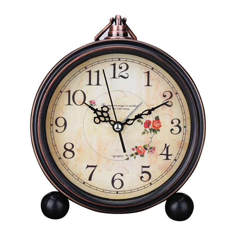 Ретро Европейская круглая будильная подставка для часов бесшумные кварцевые часы простые прикроватные 6 дюймов цифровые Soonze Bell Reloj будильник - Цвет: A