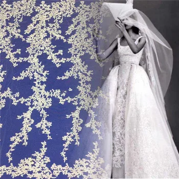 

Latest french Lace Fashion Nigerian lace fabrics for wedding high quality 2018 off white African lace fabric