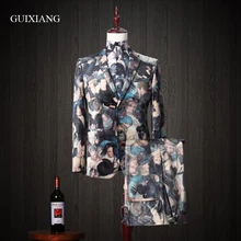 New arrival style men high-end boutique suits coat business casual face pattern three-piece suit (Jacket, Shirt and Pants) M-3XL