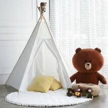 Принцесса вигвама Фея Игровая палатка большой белый кружевной помпон хлопок холст Крытый Открытый Дети типи игровой домик для маленьких девочек декор комнаты