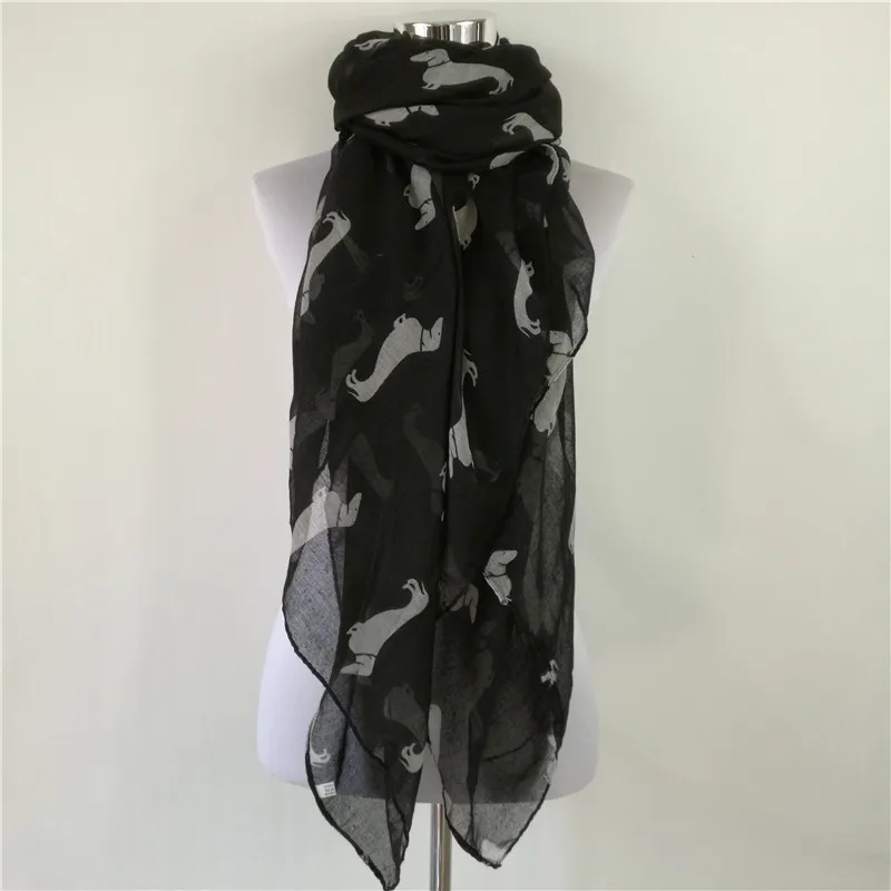 Дизайн женские модные аксессуары такса собака принт длинный шарф-вуаль шаль шарфы Прямая поставка