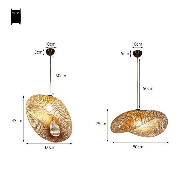 Бамбуковый плетеный ротанговый волнистый подвесной светильник деревенский винтажный японский подвесной светильник домашняя столовая