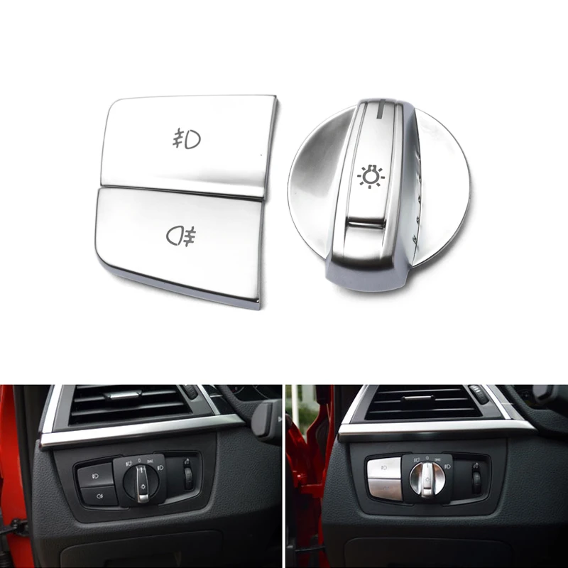 

3pcs Car Styling ABS Chrome Interior Headlight Switch Button Cover Trim For BMW 1 2 3 4 Series 3GT X1 X5 X6 2016 2017 2018