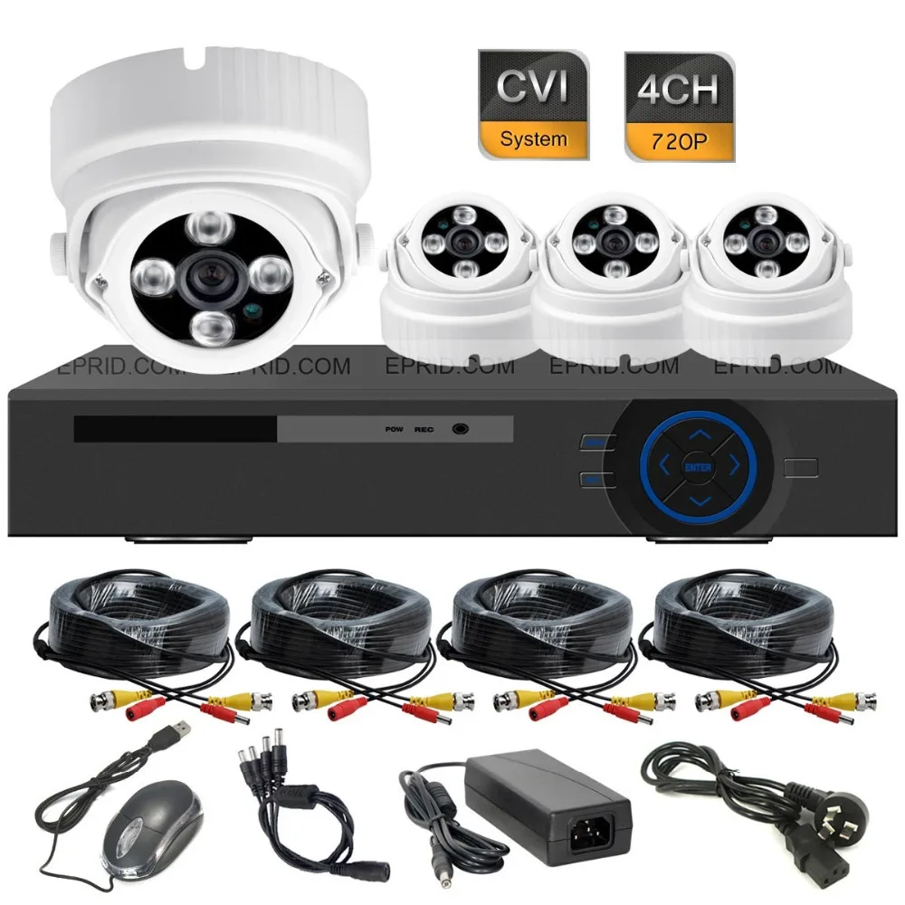 4CH 720P Realtime DVR 4 Array IR HD CVI 1 0MP Security Dome Camera System