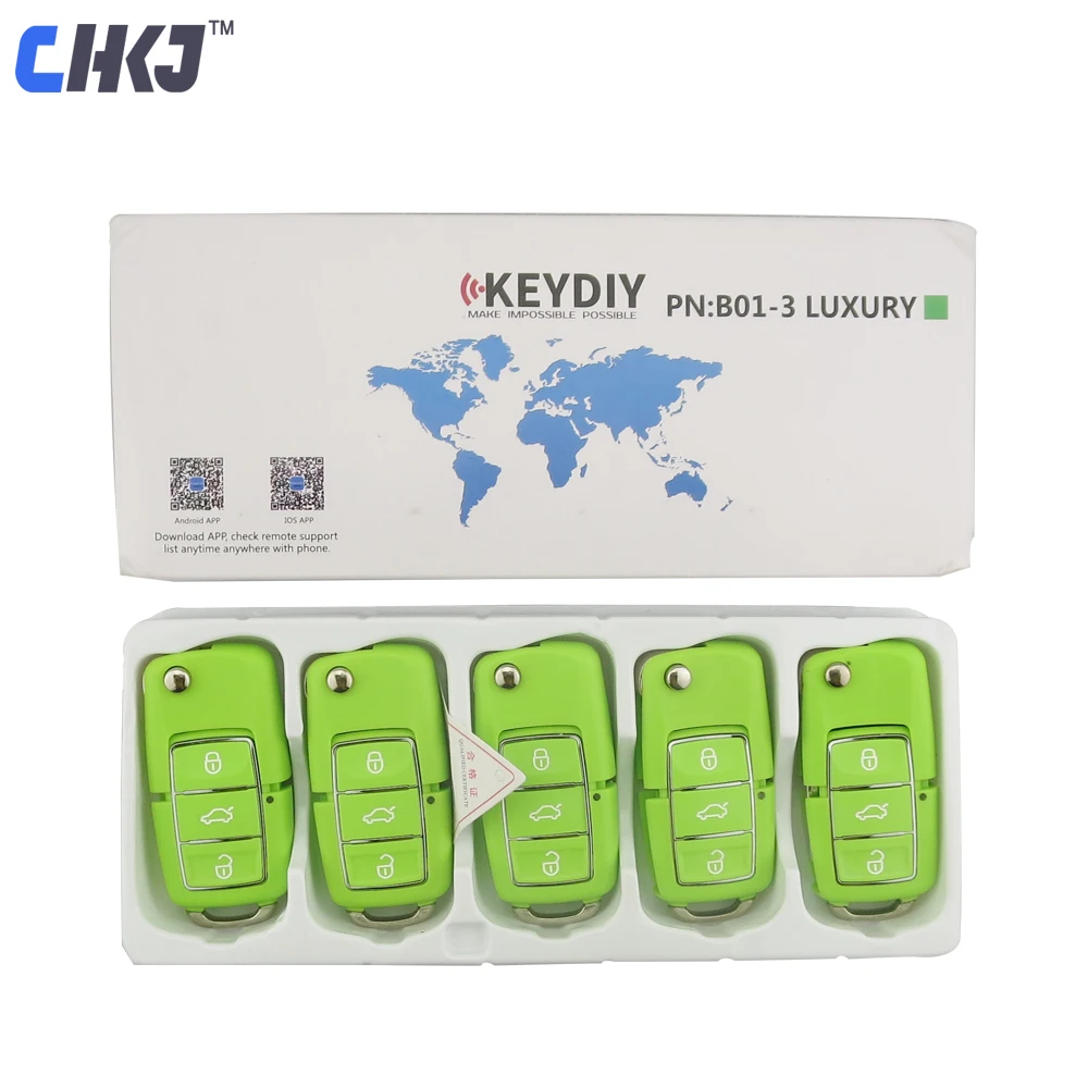 CHKJ 5 шт./лот зеленый B01 3 кнопки KD900 дистанционный ключ для KEYDIY + KD200 URG200 мини KD