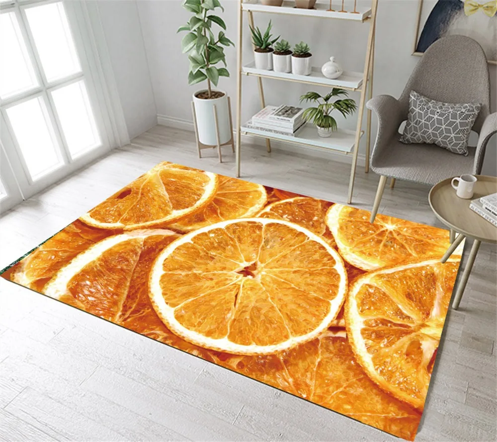 

LB Non-slip Yellow Orange Fruit Kitchen Area Rug For Living Home Room In Carpet For Bedroom Floor Cushion Children Bathroom Mat