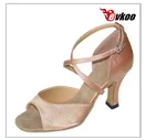 Evkoo/Танцевальная обувь для сальсы; женская обувь на каблуке 7 см; цвет черный, коричневый, хаки; атласная или имитирующая кожа; Танцевальная обувь; Evkoo-139 - Цвет: tan