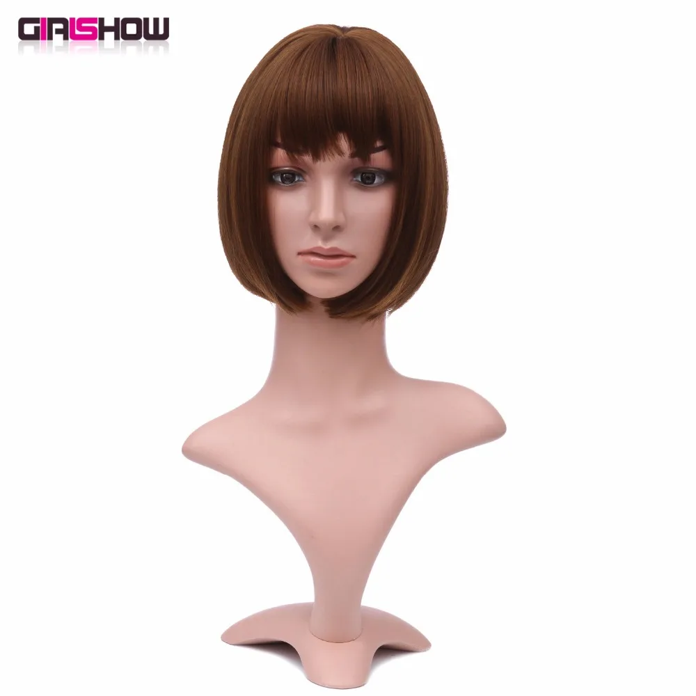 Парик Girlshow синтетический с короткими прямыми волосами длина подбородка
