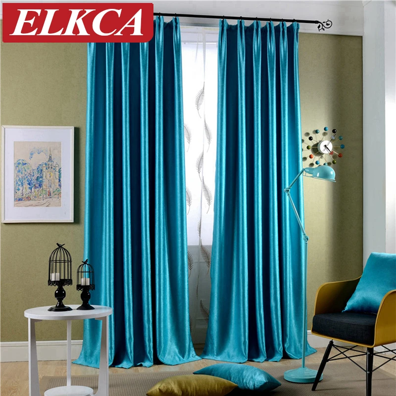 Buy Sparkle Blue Blackout Curtains for Living Room Flocked Modern Curtains for