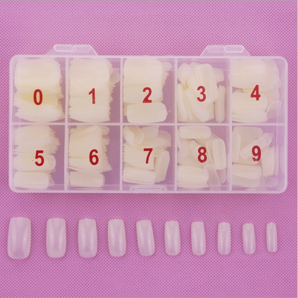 

500pcs Fake Nails Capsule Ongle Natural Color Full Cover Acrylic Detachable False Nails With Box French Tips Manicure Set