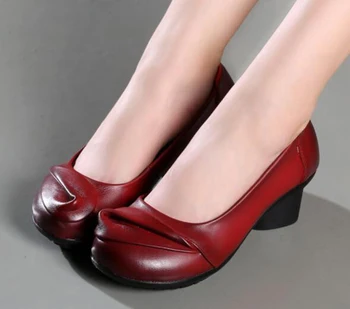 

Ethnic Style Handmade Leather Shoes Retro Women's High Heel Shoes Casual Cow Leather Single Comfortable Soft Bottom Female Shoes
